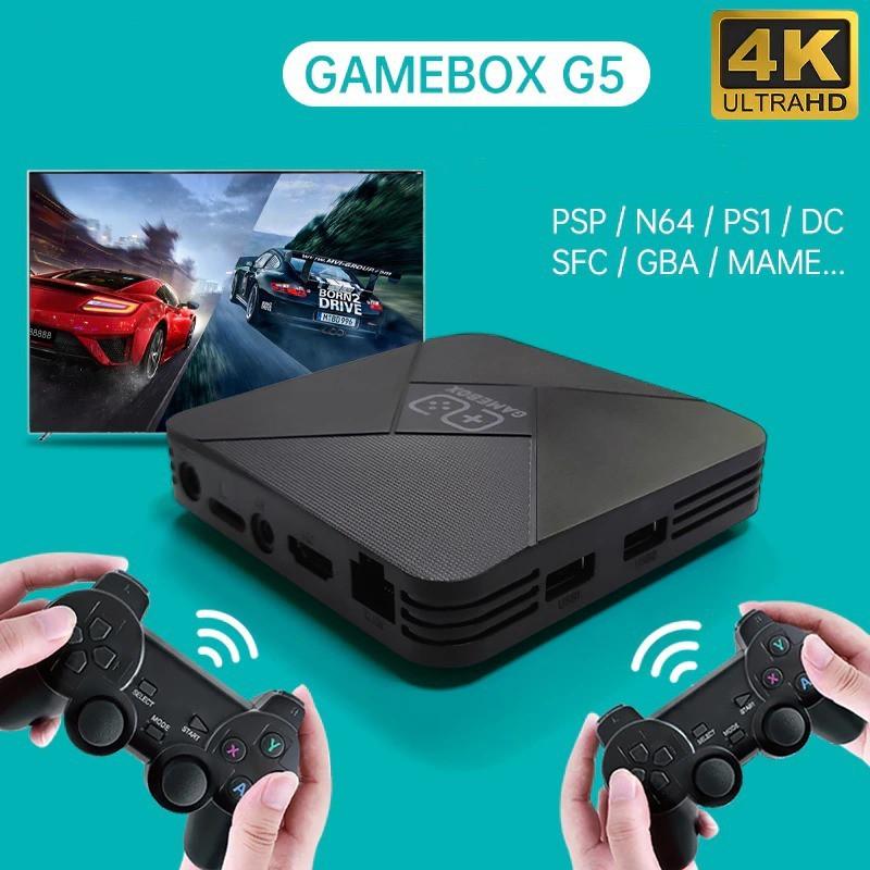 CLOUD Game US/EU Plug G5 2 in1 4K HD Video Game Console 64G 10000 Retro Classic Game Family Computer Android TV Box With Dual Controller