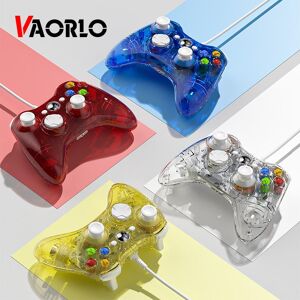 VAORLO USB Wired Controller Gamepads for Xbox 360 Transparent Shell Joystick Gamepad For Windows PC Computer With LED Light