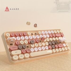 AJAZZ 308I 84 Keys Wireless BT Keyboard Retro Typewriter Round Key for Win/iOS/Android