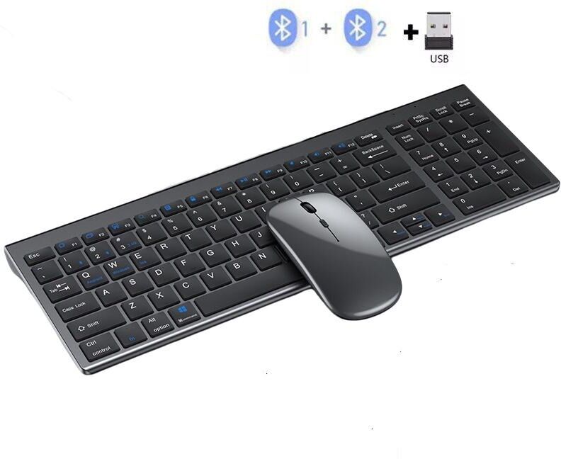 SeenDa Wireless Keyboard and Mouse Combo Bluetooth Rechargeable Full Size Multi-Device Wireless Keyboard Mouse Combo