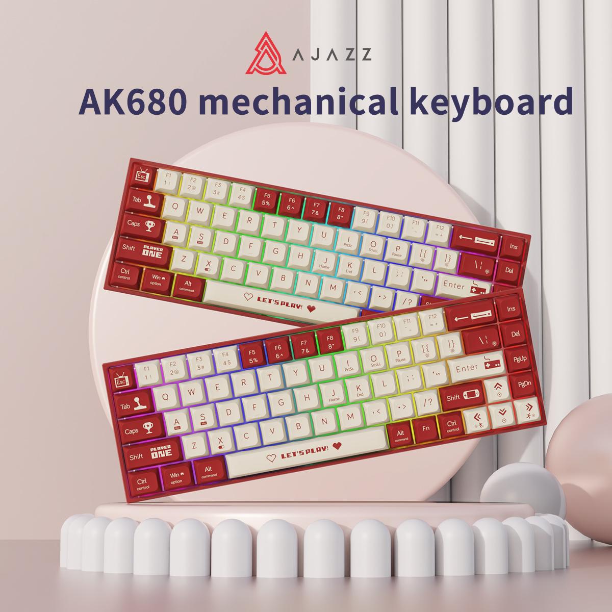 AJAZZ AK680 wired mechanical keyboard 68-key full-key hot-swappable mechanical keyboard, mixed color lighting