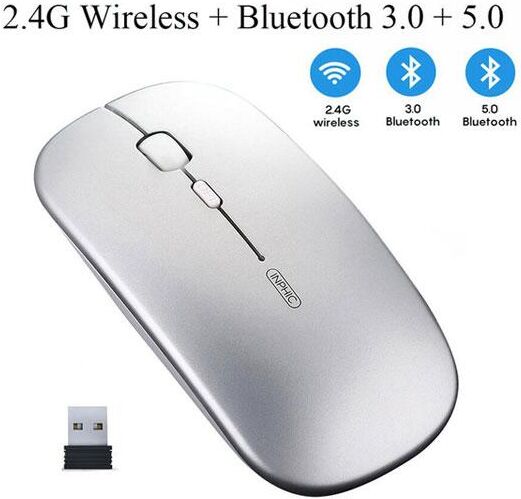 Blueker Wireless Mouse Computer Bluetooth Mouse Silent Mause Rechargeable Ergonomic Mouse 2.4Ghz USB Optical Mice For Macbook Laptop PC Computer