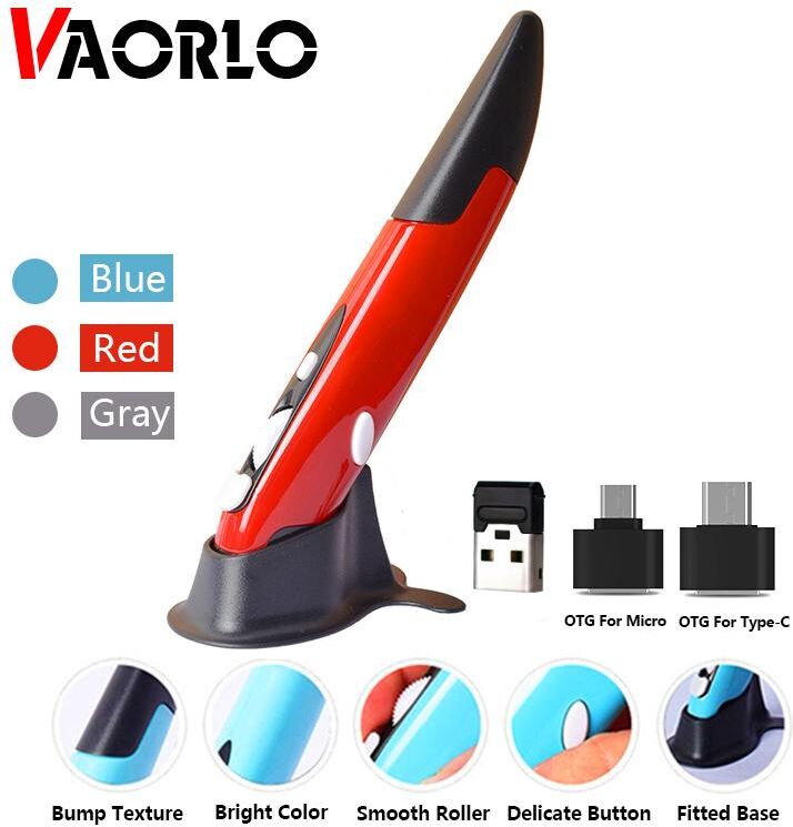 VAORLO 2.4G Wireless Mouse Pen Personality Creative Vertical Pen-Shaped Stylus Battery Mouse Suitable For PC And Laptop Mice