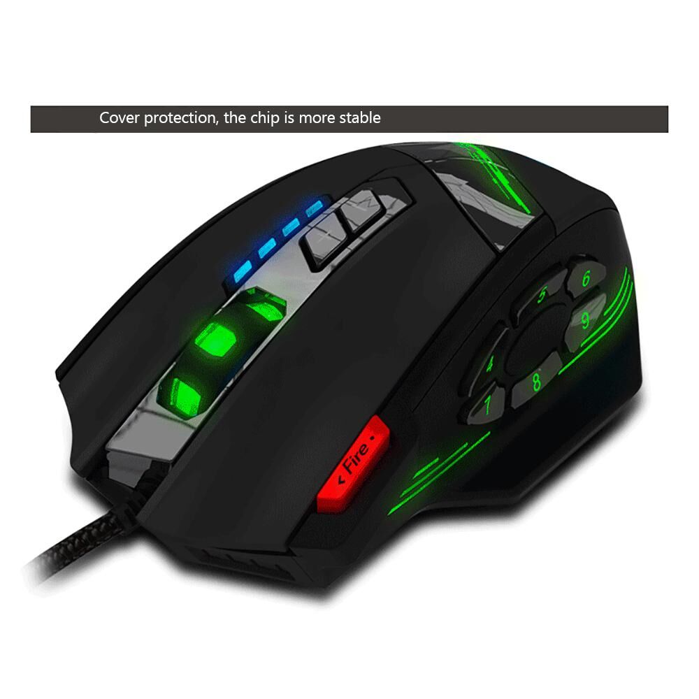 TOMTOP JMS ZELOTES C12 Wired USB Optical Gaming Mouse 12 Programmable Buttons Computer Game Mice 4 Adjustable