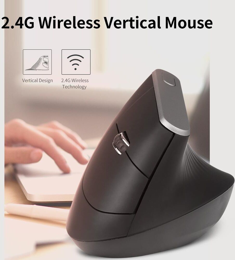 TOMTOP JMS 2.4G Wireless Optical Mouse Vertical Mouse 6 Keys Ergonomic Mice with 3-gear Adjustable DPI for PC