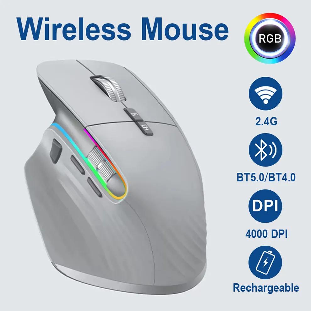 SeenDa Multi-Device Wireless Mouse Bluetooth 5.0 & 3.0 Mouse 2.4G Wireless Portable Optical Mouse Ergonomic Right Hand Computer Mice
