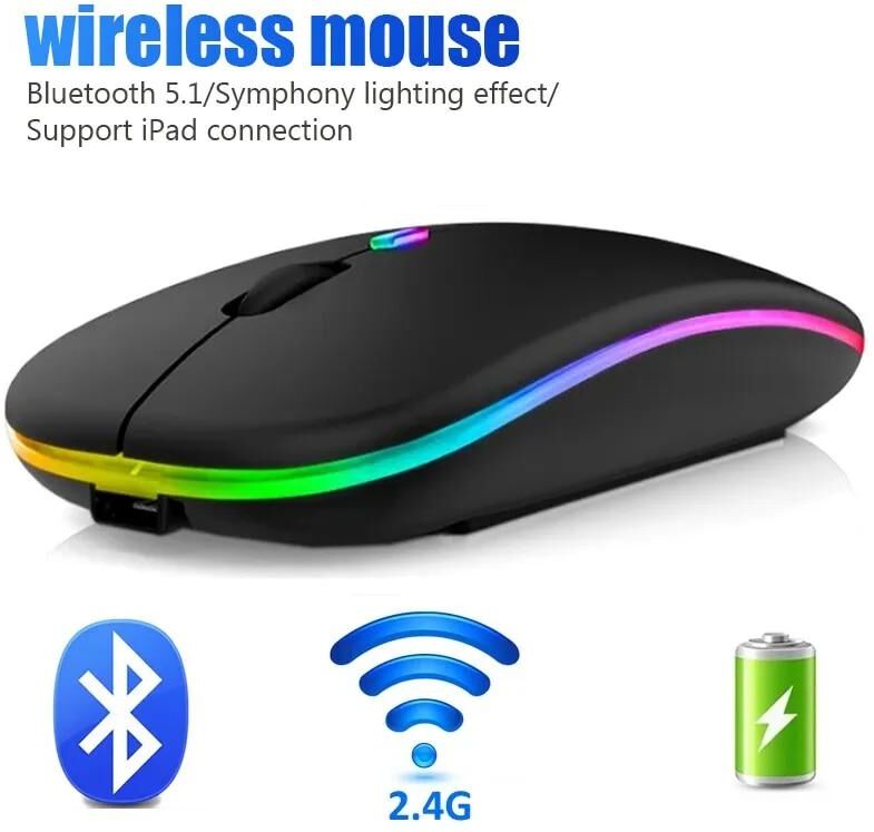 ZJM  Mall Wireless Mouse For Laptop PC Bluetooth RGB Rechargeable Mouses Wireless Computer Silent Mice LED Backlit Ergonomic Gaming Mouse