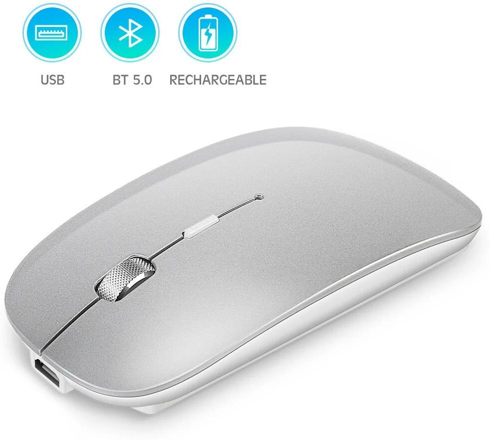 SeenDa Wireless Bluetooth Mouse for Apple iPad iPhoneTablet Dual-Mode Rechargeable 2.4G Portable Computer Mice for Windows Laptop PC