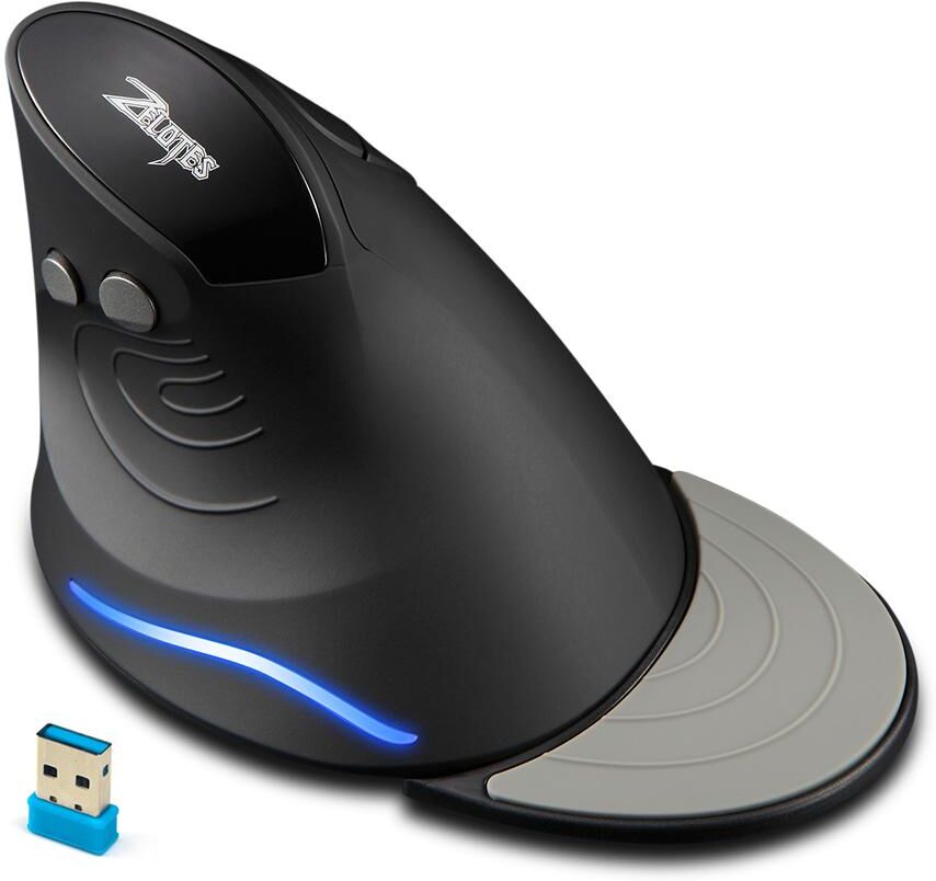 Homeele ZELOTES F-17 Vertical Mouse 2.4GHz Wireless Gaming Mouse 6 Keys Ergonomic Optical Mice with 3