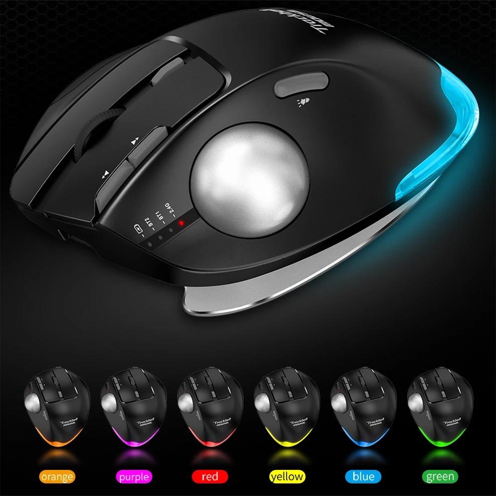 SeenDa Trackball Gaming Mouse Ergonomic Wireless Mouse Rechargeable Bluetooth Mouse Rollerball Multi-Device Mice for PC