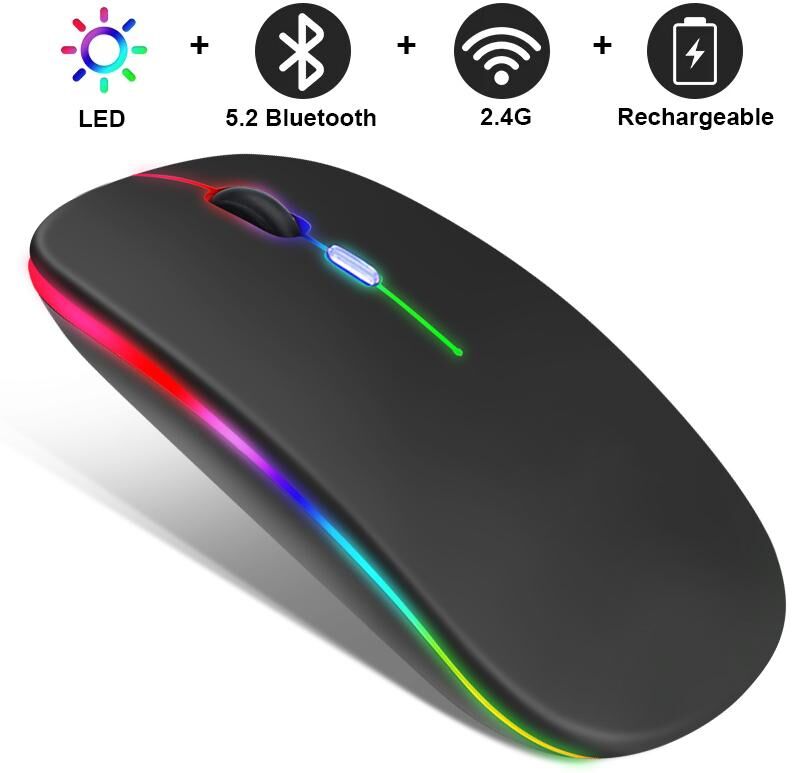 Lucky Black Cat Wireless Mouse RGB Rechargeable Bluetooth Mice Wireless Computer Mause LED Backlit Ergonomic Gaming Mouse for Laptop PC