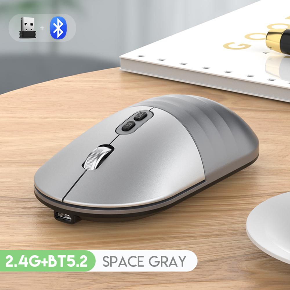 Essager Electronic Rechargeable Dual Mode 2.4ghz Wireless Mouse Bluetooth 5.2 One-click Desktop Computer Mouse With Usb Cable Game Mice