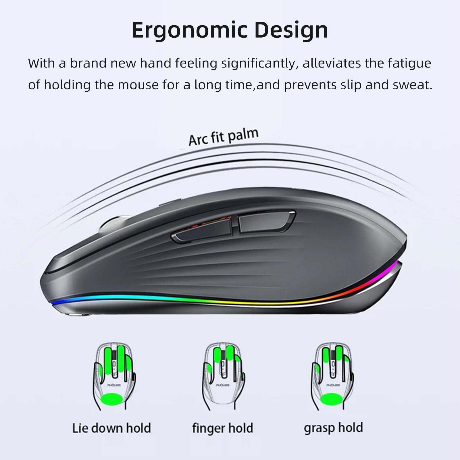TOMTOP JMS FMOUSE 2.4G+BT5.1 Dual-mode Wireless Mouse Computer Gaming Mice Ergonomic Design 4-gear