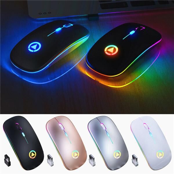 Madden 2.4GHz Wireless Optical Mouse Mice USB Rechargeable RGB For PC Laptop Computer