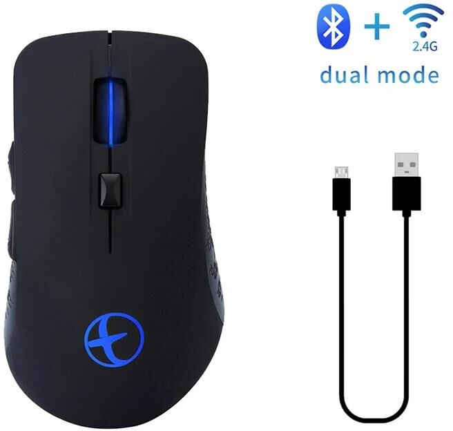 SeenDa Bluetooth 4.0+2.4Ghz Wireless Mouse Rechargeable Gaming Mouse 2400DPI Ergonomic Portable Optical Mice for PC/Laptop