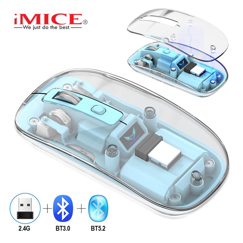iMice Wireless Bluetooth 2.4G Mouse Magntic Open Transparent Style Game Mice For Gaming Three Mode Connect For Office Support Recharge