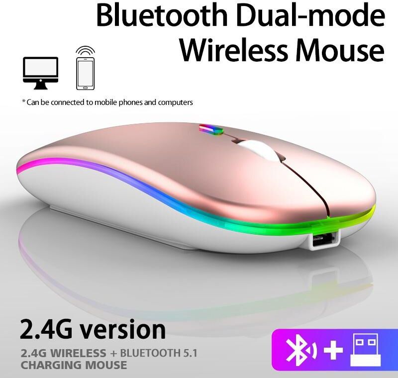 mother blessing 2.4G Bluetooth Mouse RGB Wireless Charging Mouse Luminous Ultra-Thin Silent Mute Mice USB Mause