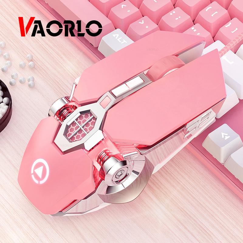 VAORLO Wire Gaming Mouse Games Mause Ergonomic 7 Keys Backlit For HP DELL Laptop Computer Notebook PC Gamer Mice Pink Girl Woman Mouse