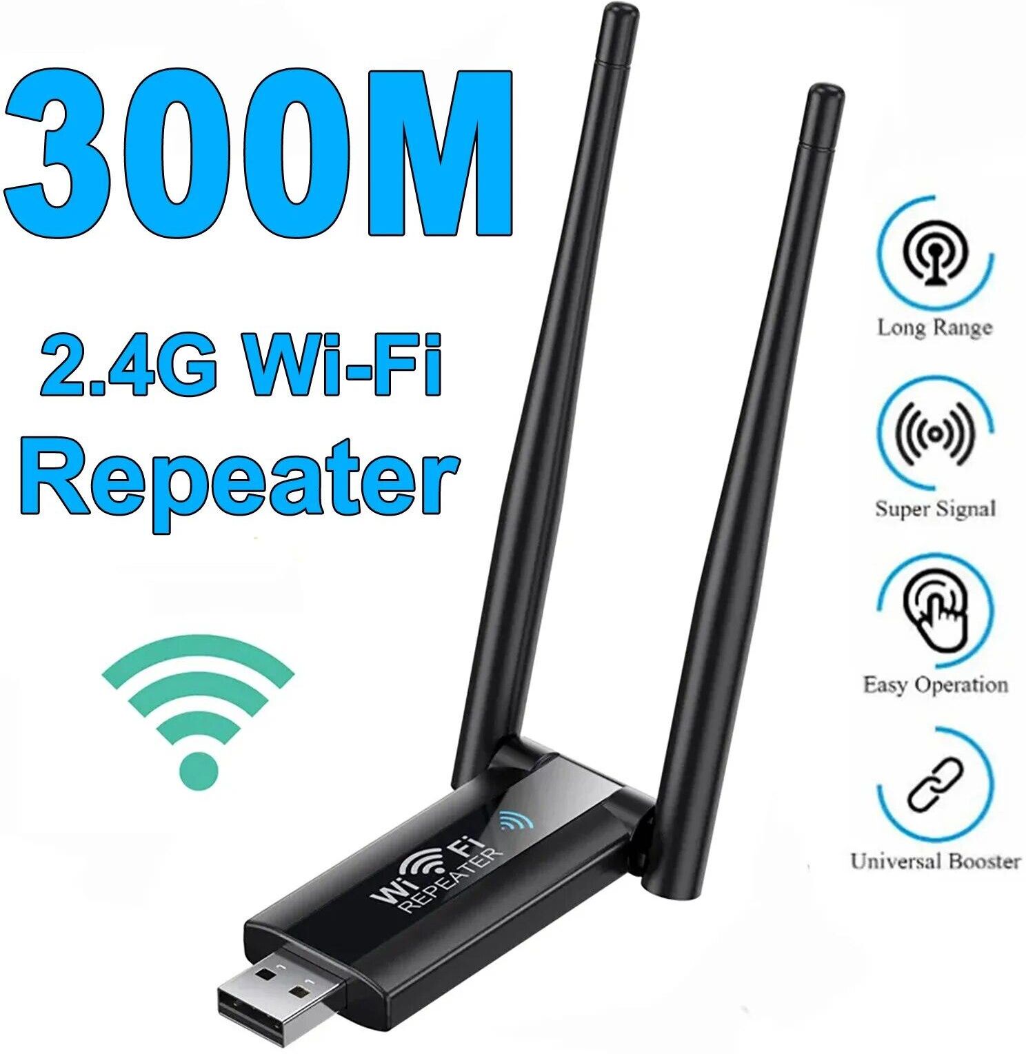 Meiteai-All 300Mbps USB WiFi Repeater Extender WiFi Signal Amplifier Booster Long Range WiFi Router Wireless Home Network Extension