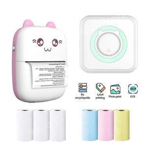 NEOLOVELY Portable Mini Label Printer Bluetooth Pocket Mini Thermal Printer with Printing Paper Wireless Smart Mini Printer for Mobile Phone IOS Android