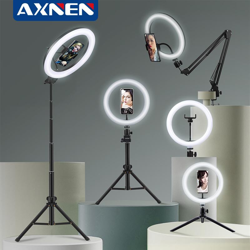 Axnen Selfie Ring Light Photography Led Rim Of Lamp With Mobile Holder Support Tripod Stand Ringlight For Live Video Streaming