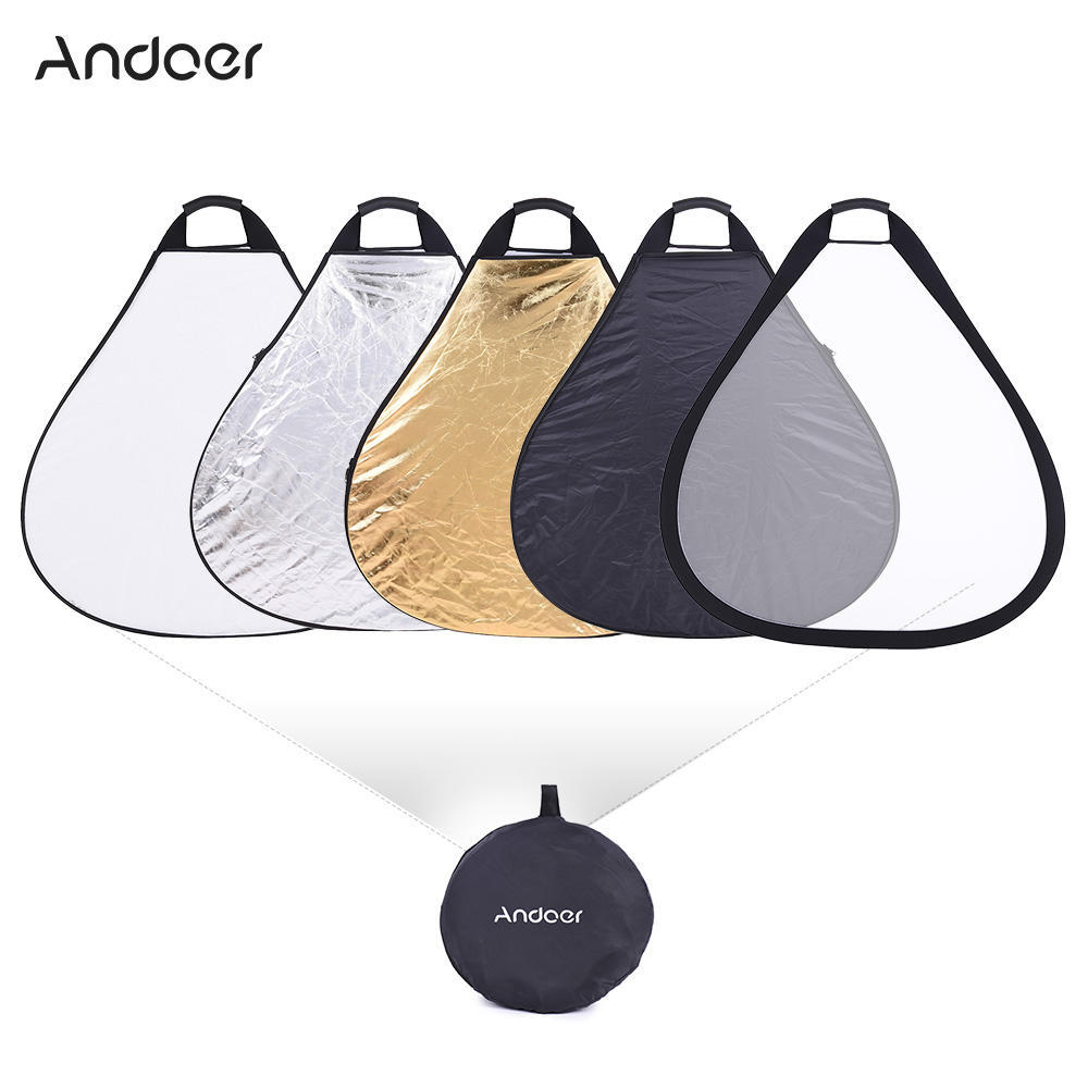 Andoer 5in1  30"/76cm Portable Handheld Triangle Collapsible Reflector for Photo Studio Photography