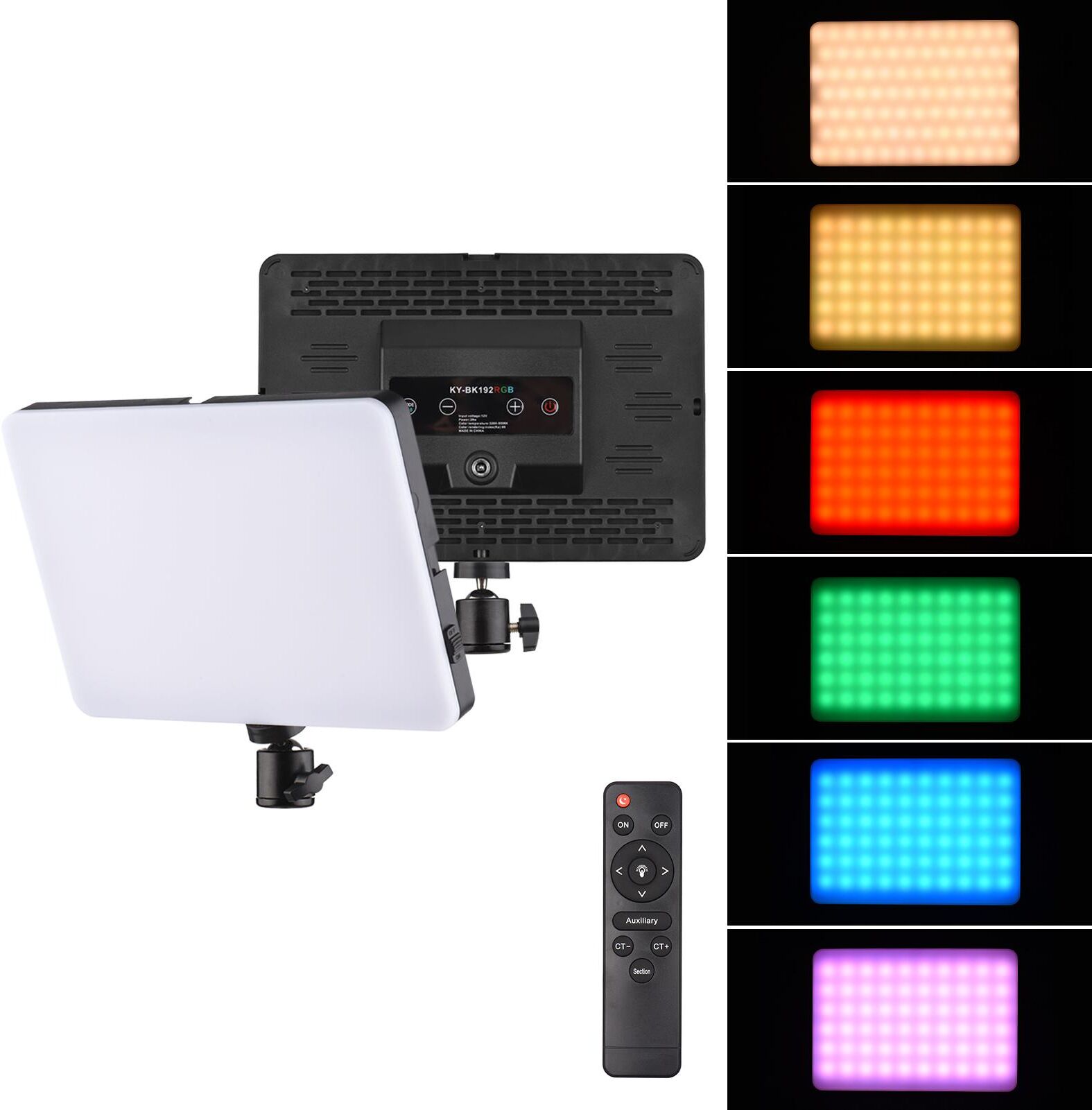 TOMTOP JMS 38W RGB Video Light Photography Light with CClamp Stand BiColor Temperature 32005500K Dimmable