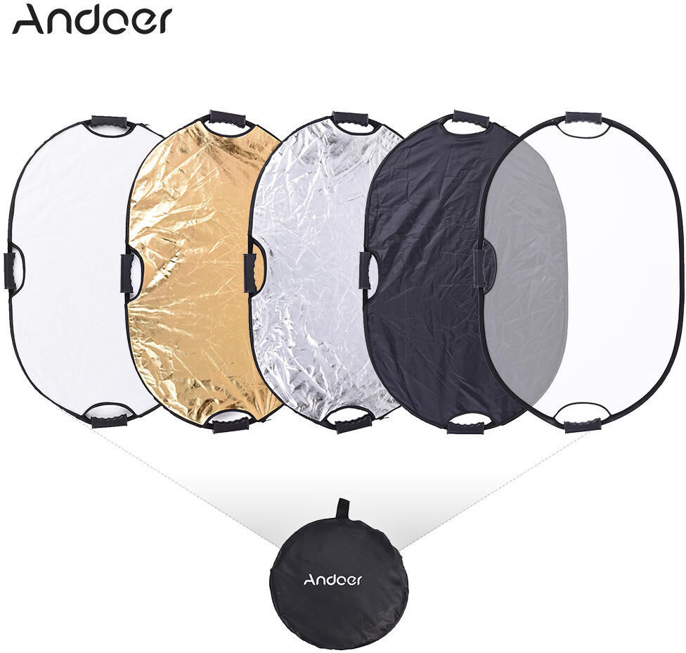 Andoer 90*60CM Photography 5-IN-1 Handheld Light Mulit Collapsible Photo Reflector