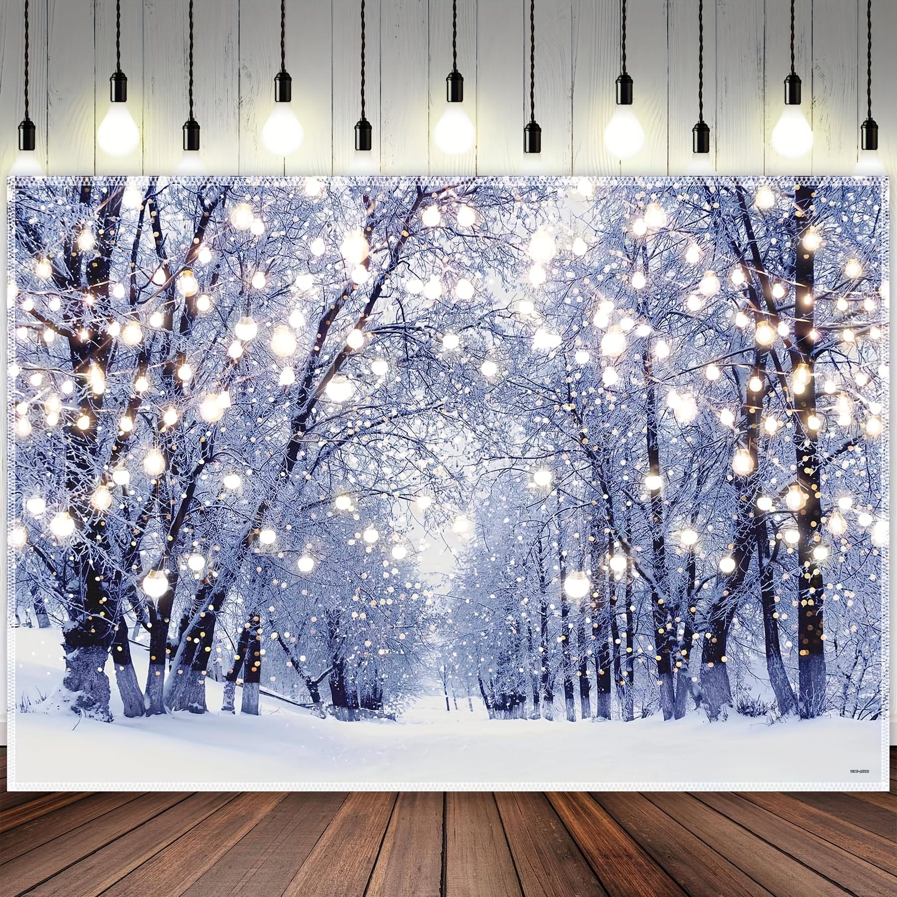 MG Decorative Home Winter Forest Polyester Photography Backdrop Snow Natural Scenery Landscape Path Background Wonderland Baby Shower Decorations