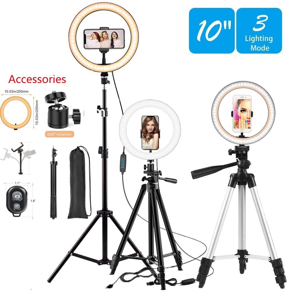 Ring Light Factory 26cm LED Selfie Ring Light Photography RingLight Phone Stand Holder Tripod Circle Fill Light Dimmable Lamp Trepied Makeup