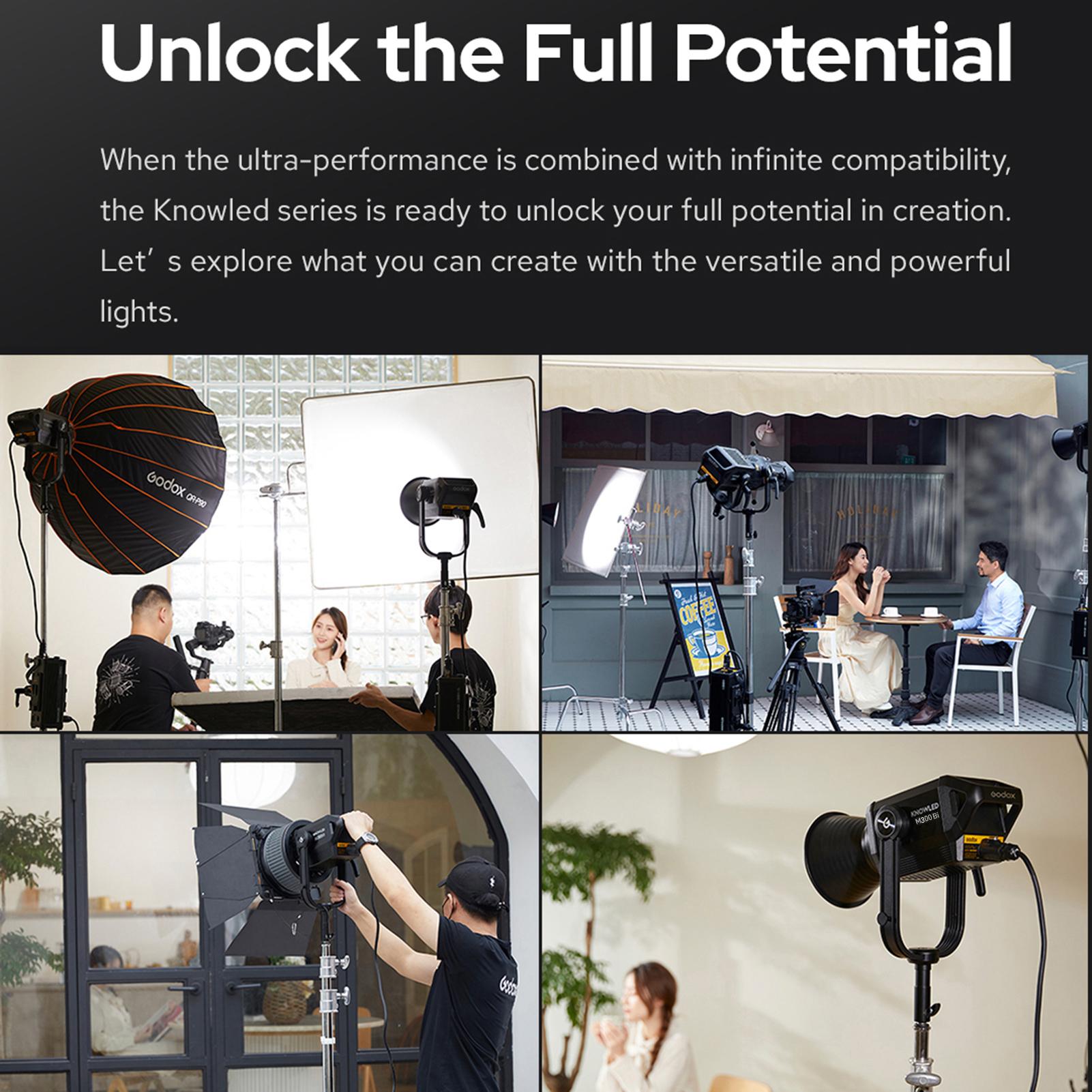 Godox M300Bi Professional Studio LED Video Light 330W Photography Fill Light 2800K5600K Dimmable