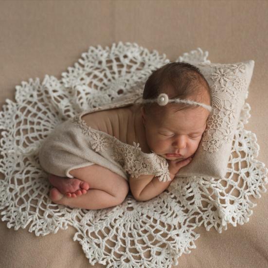 Toy 1 Set Newborn Photography Blanket with Cushion Flower Shape Professional Baby Backdrop Mat Photo Props for Birthday