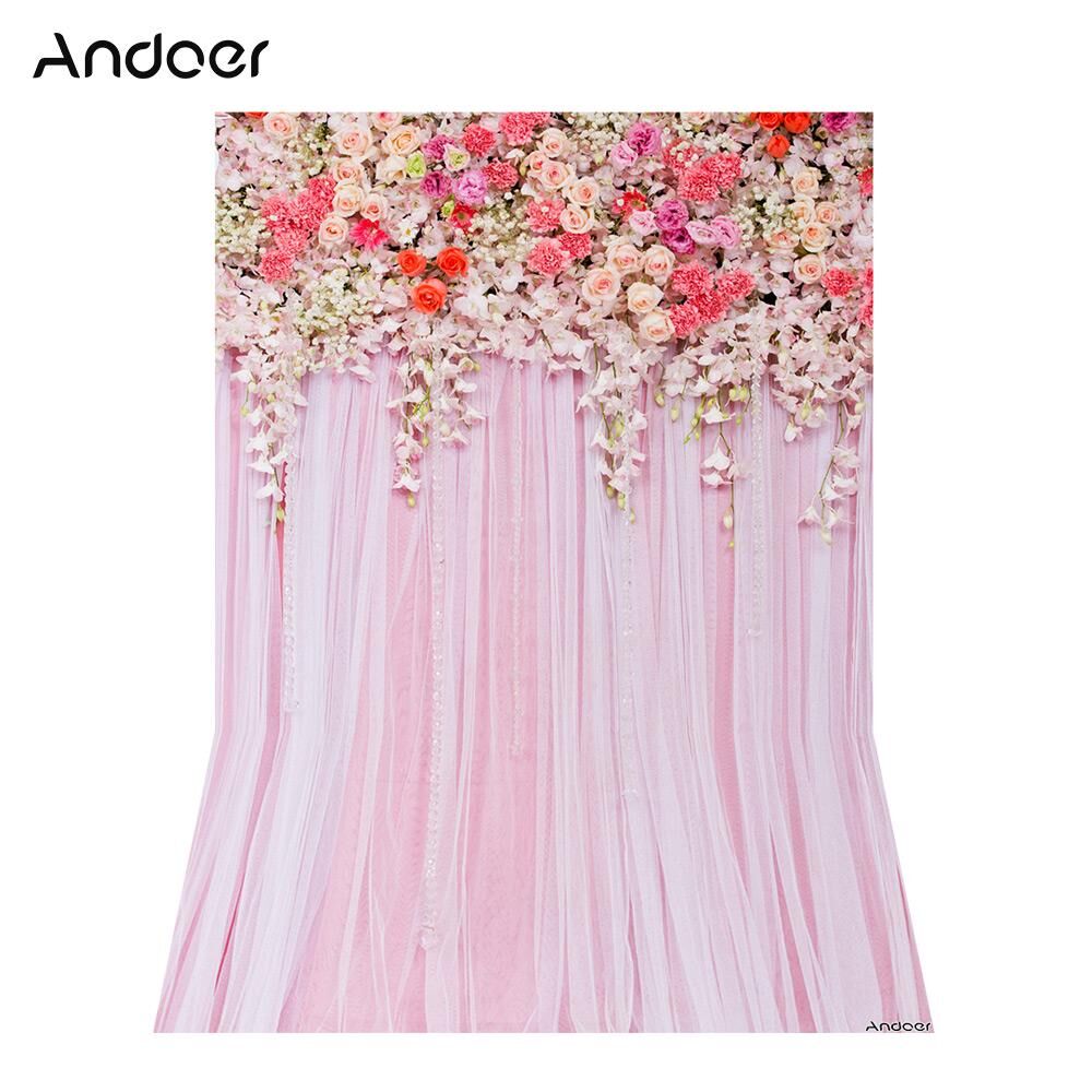 Andoer 1.5 * 2.1m/5 * 7ft Flower Photography Background Wedding Backdrop Photo Studio