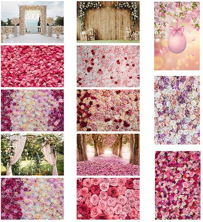 goodphoto Photo Cloth Flower Wall Theme Photography Background Cloth Wall Wood Floor Photography Backdrop Photo Background Party Decoration