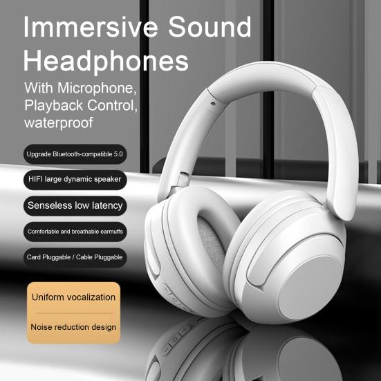 LOMEII Electronic Wireless Headphones Immersive HiFi Sound Bluetooth-compatible 5 Noise Reduction Clear Audio Head-mounted Wireless Earphones