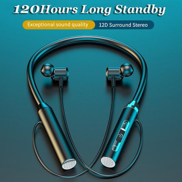 Electronic Welfare Mall Wireless Neckband Headphones Sport Headset With Microphone & Noise Cancelling Earbuds