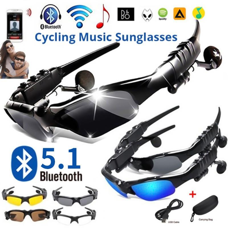 Electronic Welfare Mall Bluetooth Sunglasses Wireless Sports Earphones Stereo Hands-Free Headphones Music Player Smart Glasses  Bluetooth5.1 Headset