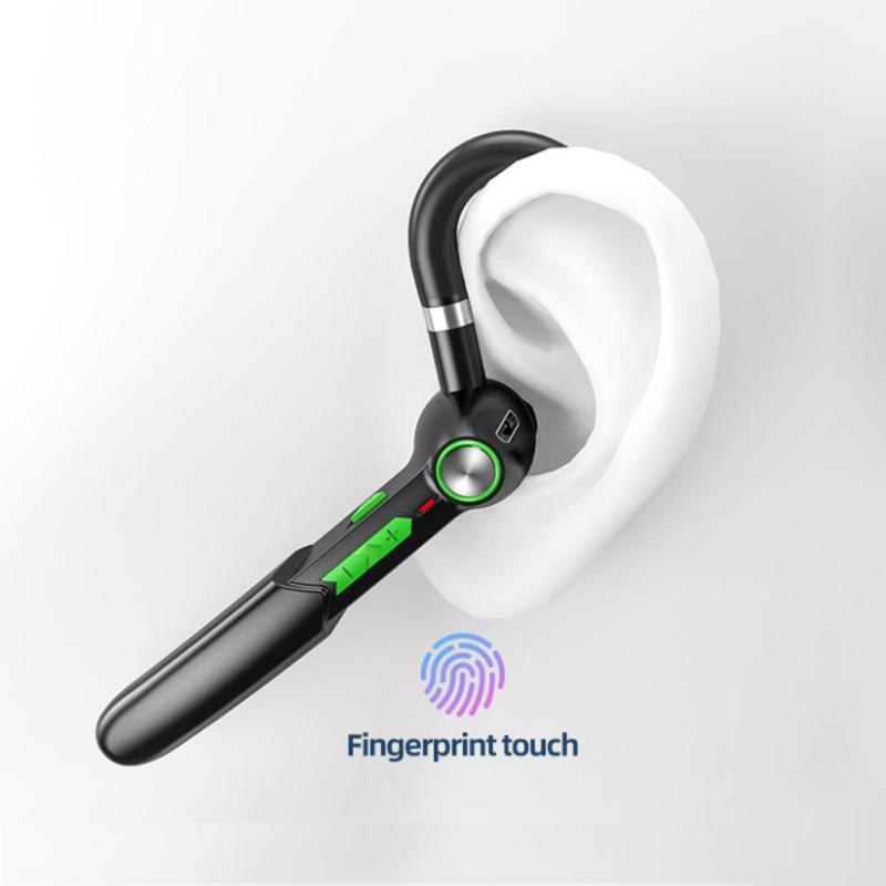 Meiteai-Electronics Fingerprint Touch 5.0 Bluetooth Headset Handsfree HIFI Stereo Wireless Ear Hook Earphone Waterproof Earpiece with Mic 110mAh Lithium Battery