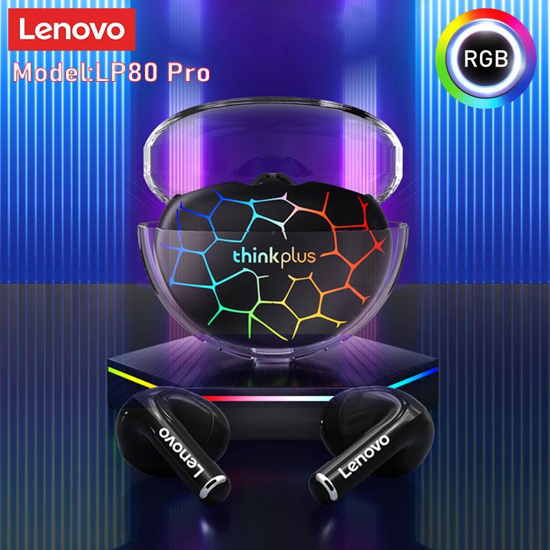 LENOVO Electronic Original Lenovo LP80 Pro Bluetooth Wireless Headphones With RGB Lights Sports Fashion Earphone Low Latency Gaming Headset