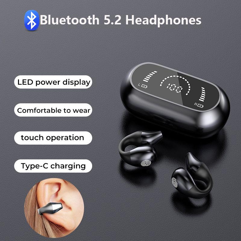 Meiteai-Electronics Bluetooth 5.2 Earphones Wireless Ear Clip Headphones HiFi Stereo Noise Reduction Headsets TWS Sports Earbuds