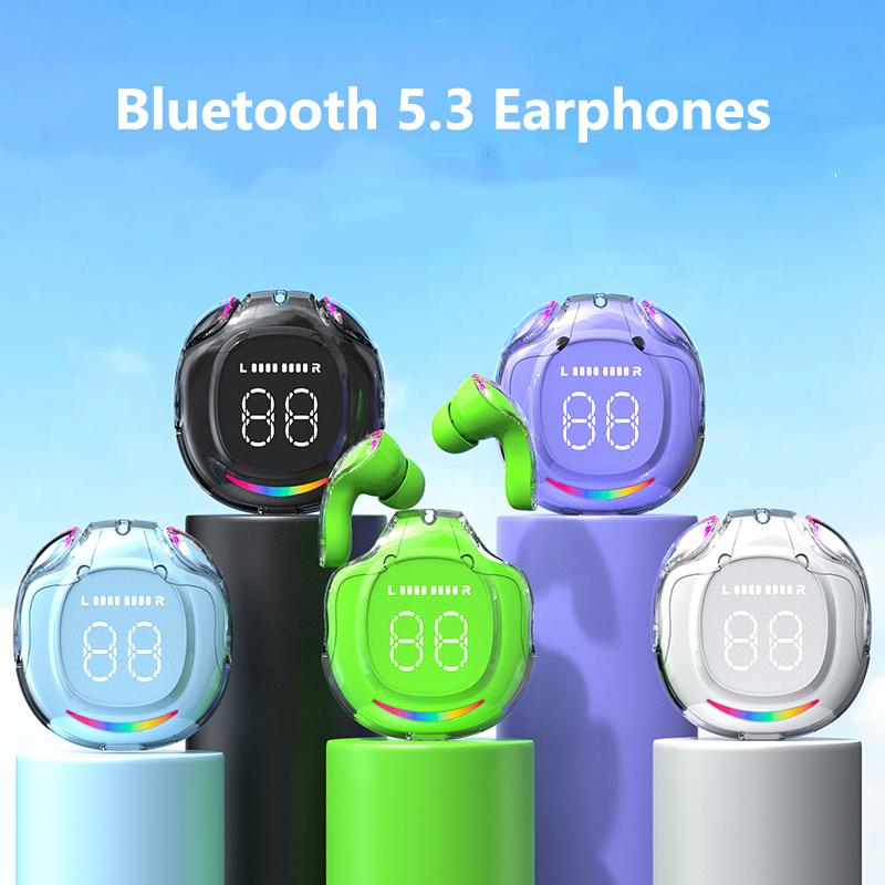Meiteai-Electronics Wireless Bluetooth 5.3 Headphones TWS Sport Earphones Noise Reduction HiFi Stereo Headsets Power Display Earbuds for Smart Phone