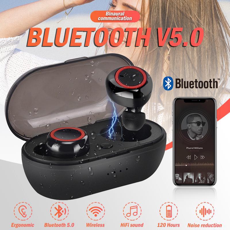 PY-Electronic TWS Wireless Bluetooth Headsets Bluetooth5.0 Earphones Bass Stereo Music Headphones Waterproof Sports Earbuds Touch Control Earplugs