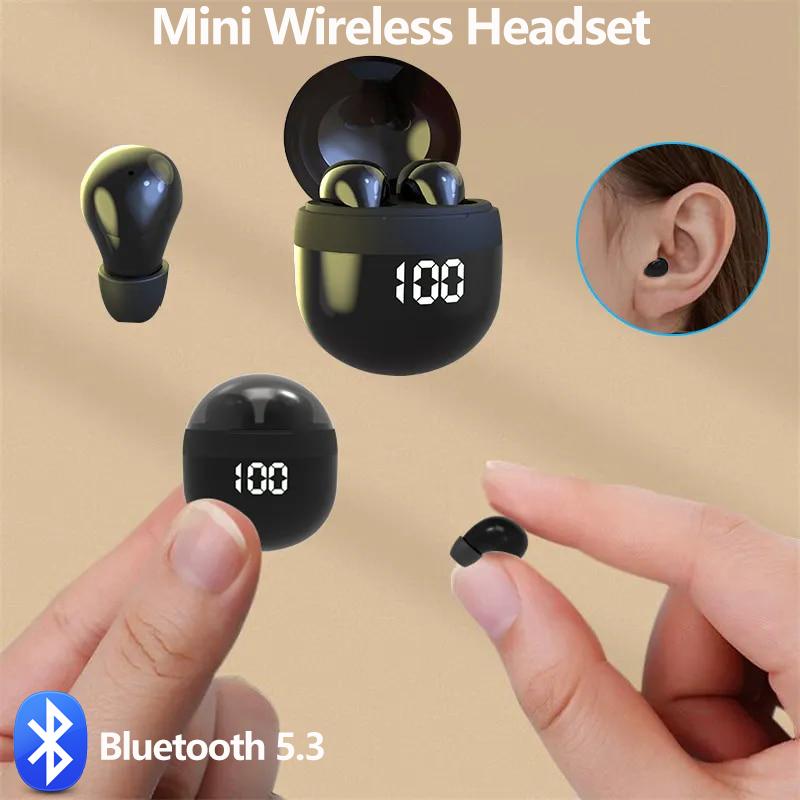 Meiteai-Electronics Invisible Wireless Sleep Headphone Bluetooth 5.3 In-Ear Earphones with Microphone Noise Reduction Earbuds TWS Mini Headset for Smart Phone