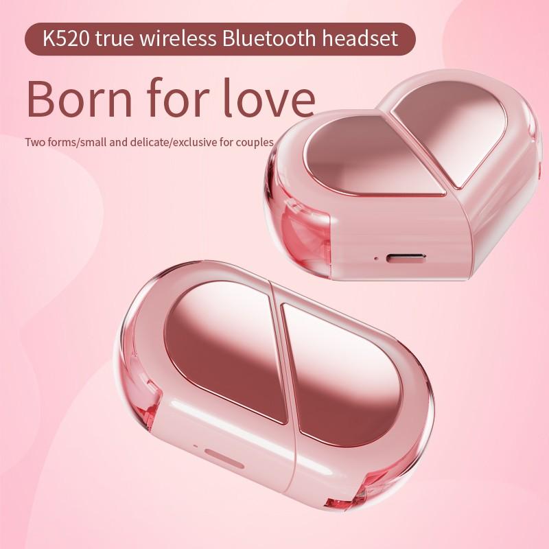Electronic Welfare Mall Creative Exclusive Couples Heart Shape Headsets True Wireless Earphones Bluetooth 5.3 Headset Comfortable To Wear Touch Control Earbuds