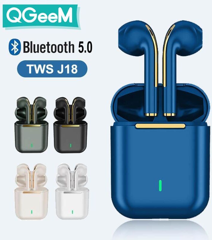 QGeeM J18 TWS Bluetooth Headphones Stereo True Wireless Headset Earbuds In Ear Handsfree Earphones Ear Buds For Mobile Phone