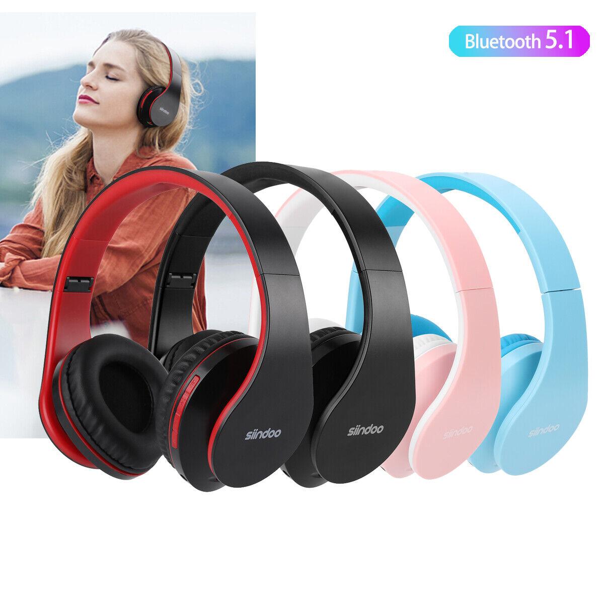 siindoo Bluetooth Headphones Over-Ear, Foldable Wireless and Wired Stereo Headset Micro SD/TF, FM for Cell Phone,PC,Soft Earmuffs