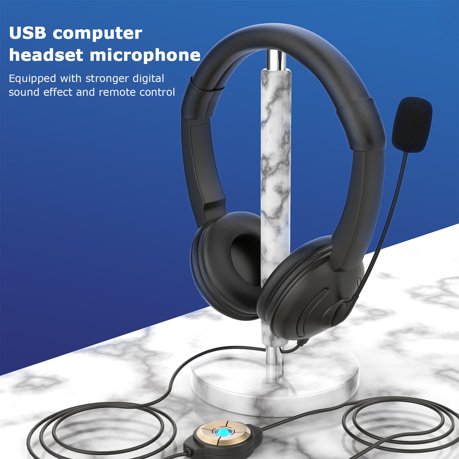 TOMTOP JMS USB Wired Headset with Noise Cancelling Microphone On Ear Computer Headphone Call Center Earphone