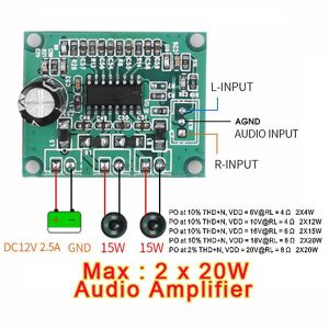 YJMP 2*15W Dual Channel Amplifier Board CS8655E Audio Power Amp Digital AMP HiFi Stereo Max 20W Amplifier Class D Low Distortion