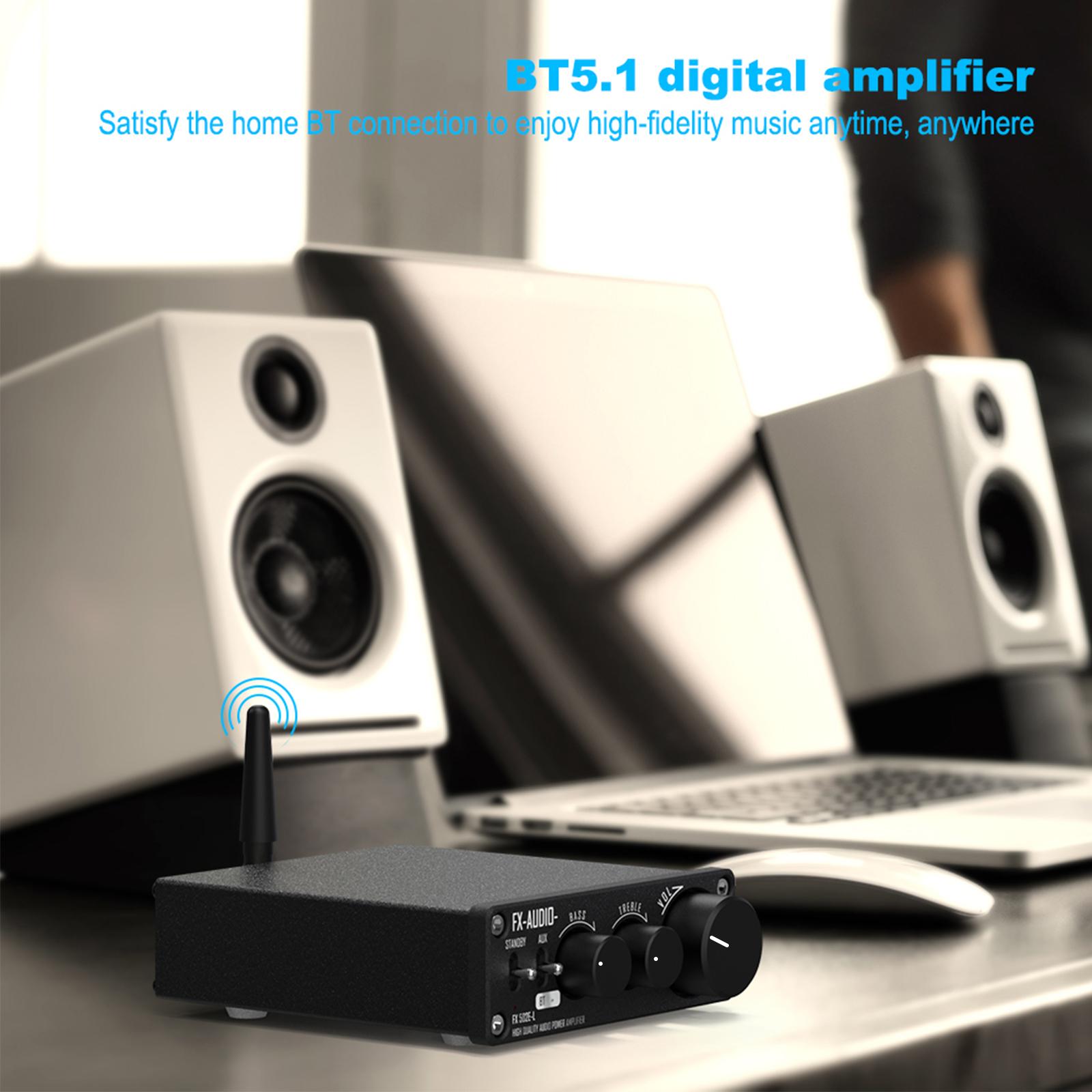 TOMTOP JMS FX-AUDIO FX 502E-L HiFi 2.0 BT 5.1 Full Digital Audio Mini Power Amplifier 75W*2 Bass and Treble