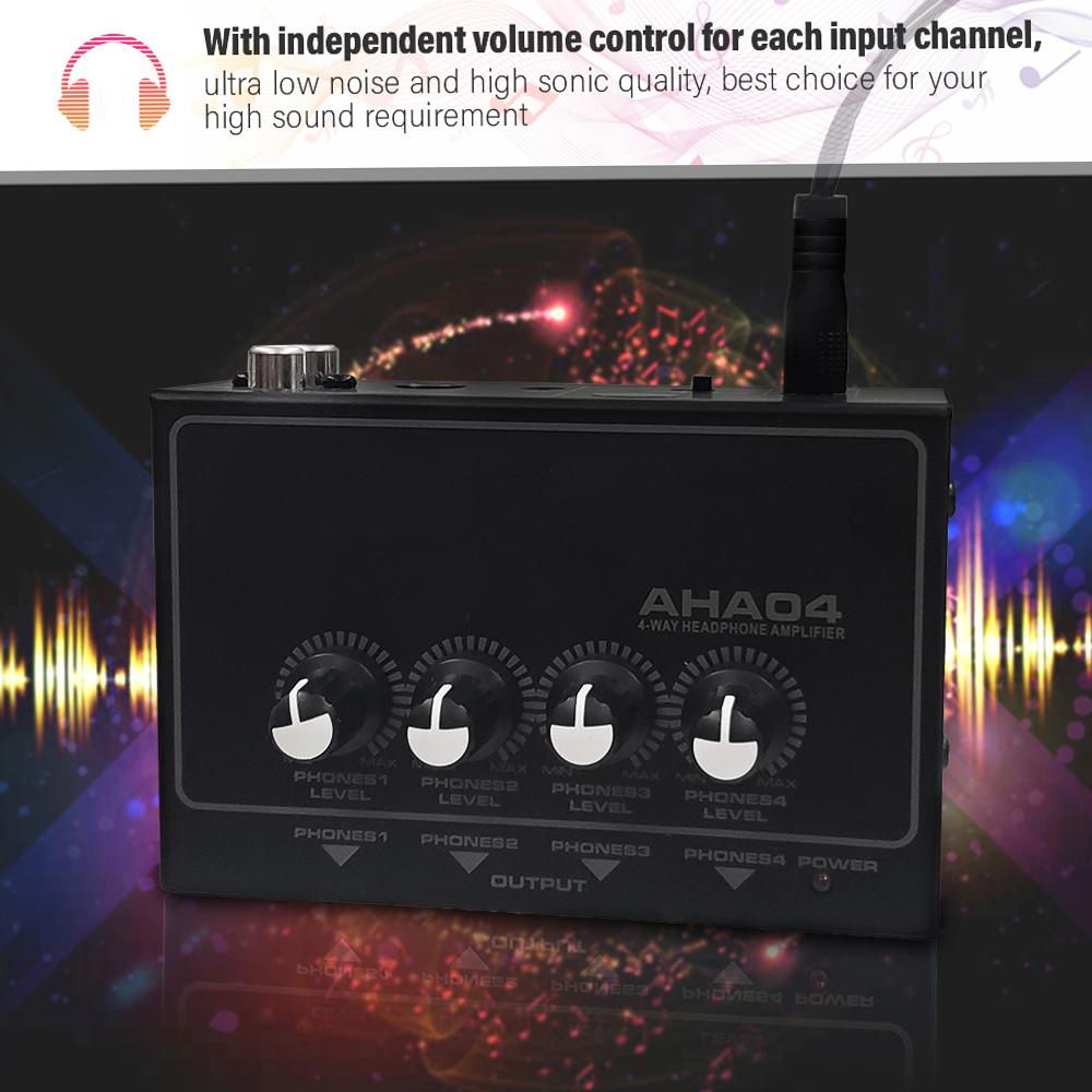 TOMTOP JMS AHA04 Portable 4-Way Headphone Amplifier Amp with 1/4 inch & 1/8 inch Inputs Outputs RCA Stereo